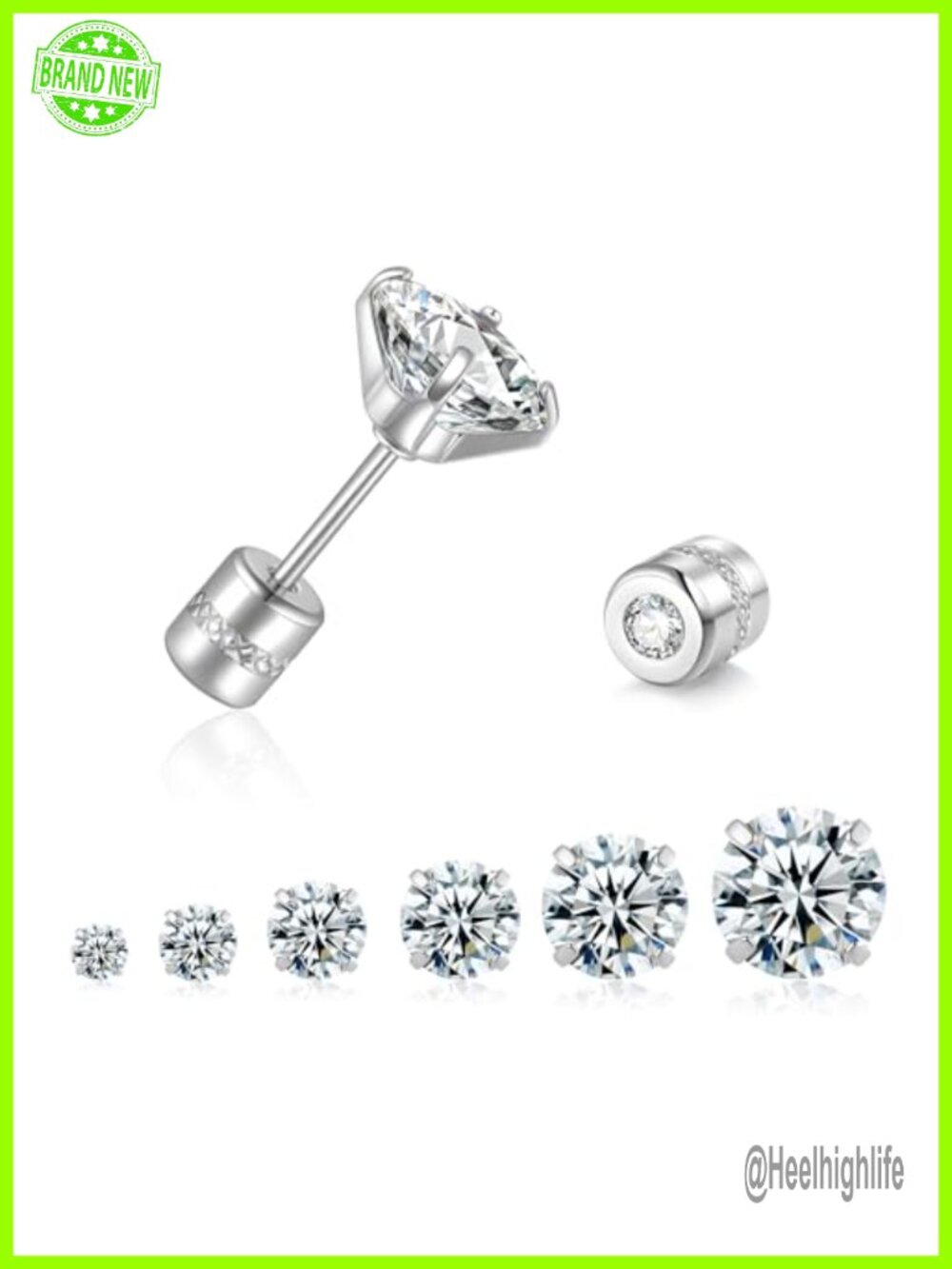 Titanium Hypoallergenic Stud Earrings Nickel Free Screw Back 6 Pairs